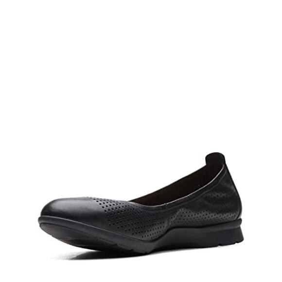 NWT Clarks Jenette Ease Ballet Flat, Black Leather, 11 Medium Women - Picture 2 of 6